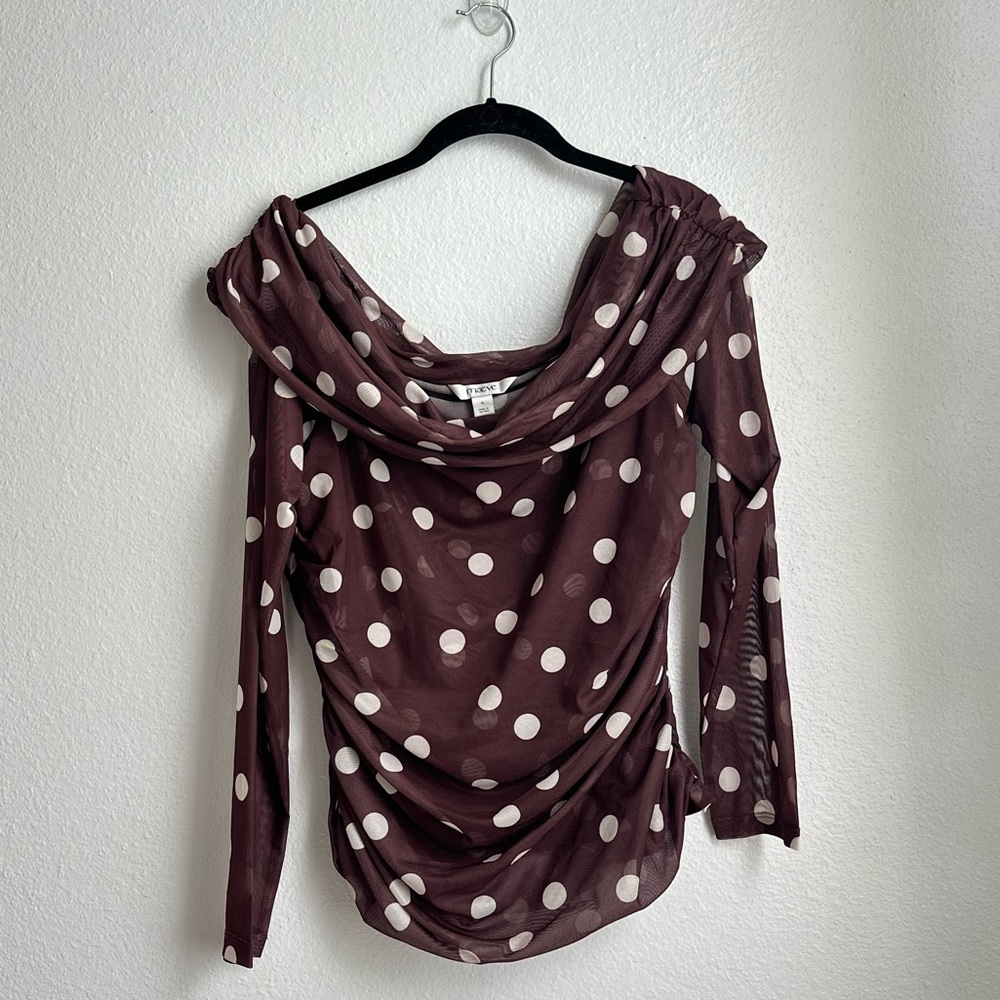 Anthropologie Maeve Aleda mesh polka dot off-shoulder top